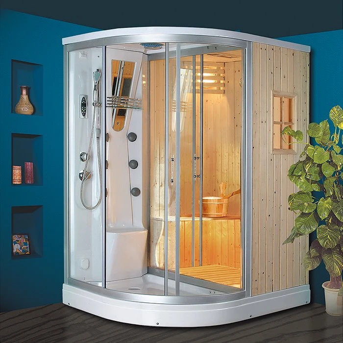 Cuarto de baño con ducha de sauna